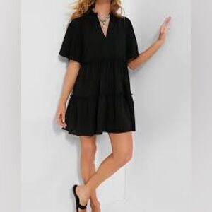 Tuckernuck Black Kenzo Tiered Ruffle Mini Dress XL